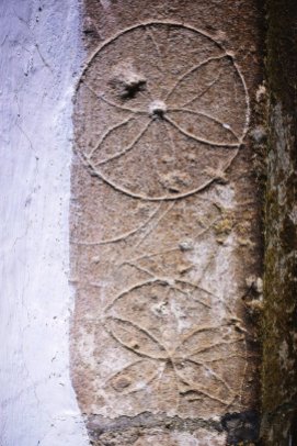 Hexfoil daisy wheel, c.Norfolk Medieval Graffiti Survey