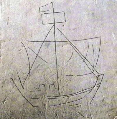 Ship graffiti, c.Norfolk Medieval Graffiti Survey